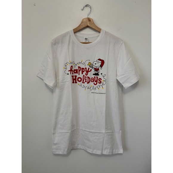 Hallmark Peanuts Snoopy & Woodstock Happy Holidays T-Shirt – White – Size M - Picture 2 of 5